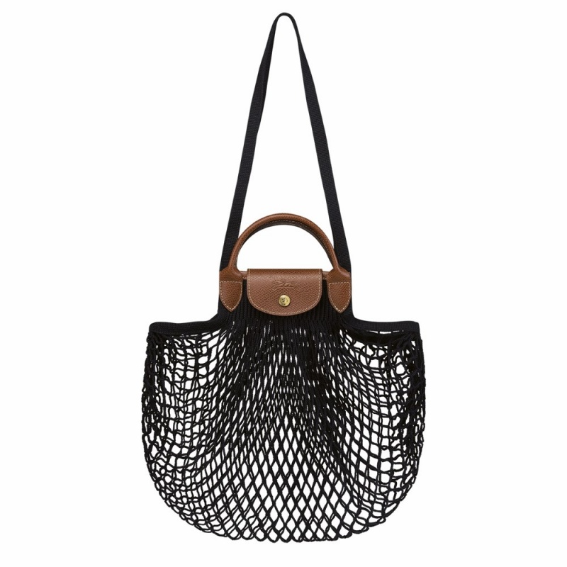 Black Longchamp Le Pliage Filet L Mesh Bags Women's Handbags